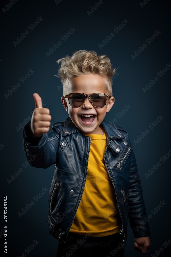 Obraz premium happy boy posing in front of the camera with enthusiasm