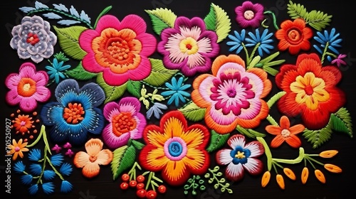 Folk arts and crafts that involve embroidery in a handmade way photo