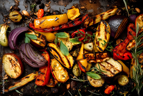 Rustic Roasted Vegetable Medley Delight created with Generative AI technology