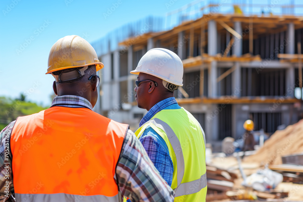 Developer and construction worker on contruction site Developer and construction worker on contruction site