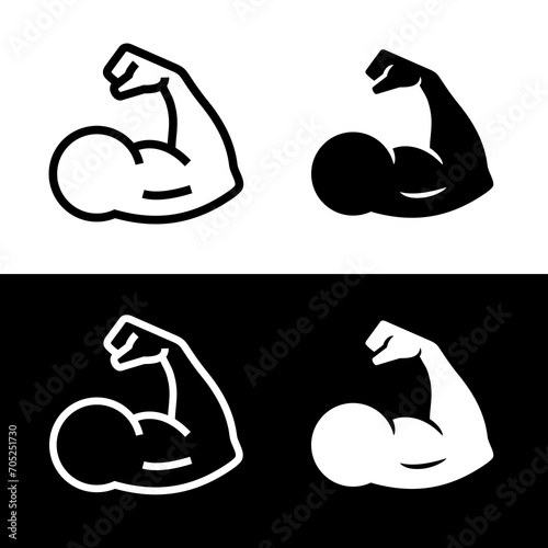 Biceps icon. Symbol of strength, health or bodybuilding. Pictogram of sport, tone or athlete.