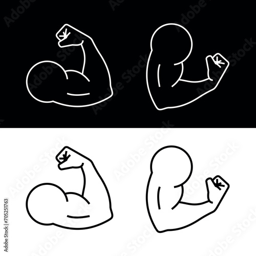 Biceps icon. Symbol of strength, health or bodybuilding. Pictogram of sport, tone or athlete.