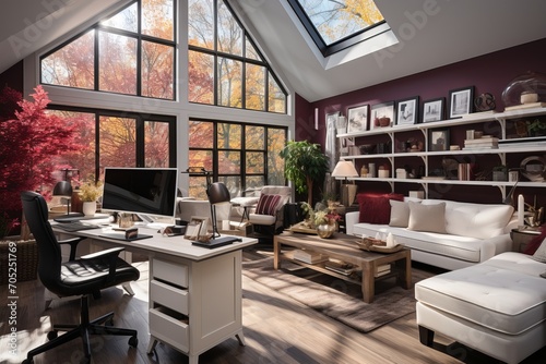 Maroon on White Home Office