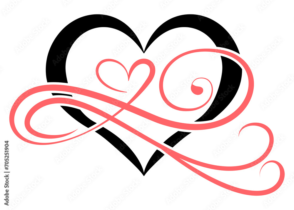 heart sign black outline, love decoration, minimalist vector illustration isolated 