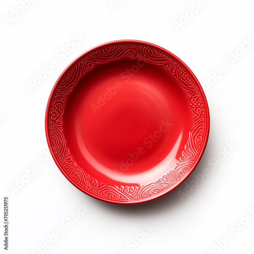 red ceramic plate
