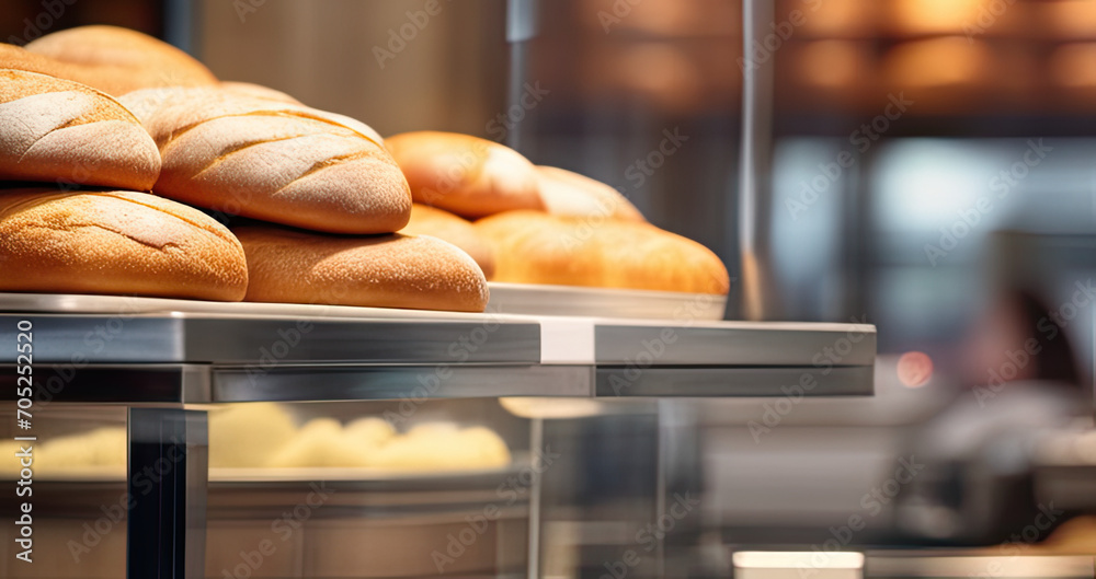 Fluffy bread rolls in a bakery Freshly baked crispy bun Bakery the production pastries Dinner rolls bread