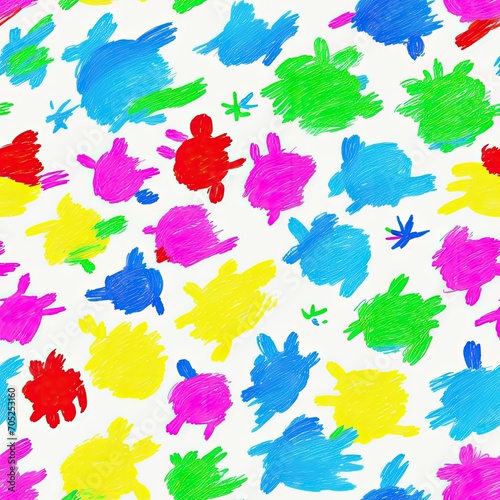 Children s drawing. Abstract seamless pattern. AI generated.