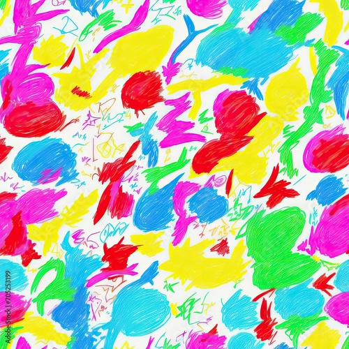 Children's drawing. Abstract seamless pattern. AI generated.