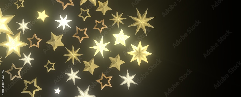 Twinkling Christmas Trail: Exquisite 3D Illustration of Falling Festive Starry Traces Twinkling Christmas Trail: Exquisite 3D Illustration of Falling Festive Starry Traces