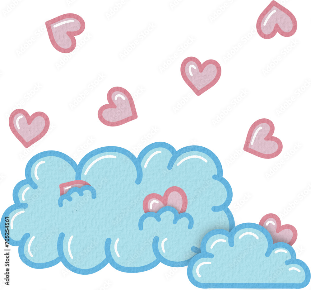 Day cloud of love for Valentines Day illustration in blue and pink Day cloud of love for Valentines Day illustration in blue and pink
