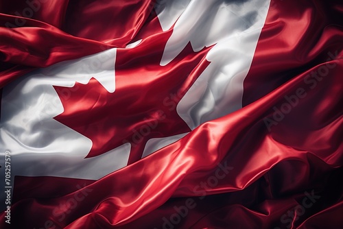 A Canadian flag made of red and white silk photo