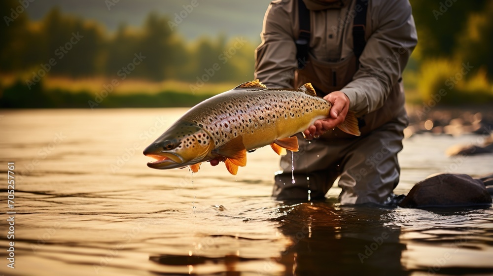 Obraz premium Fly fishing in the river