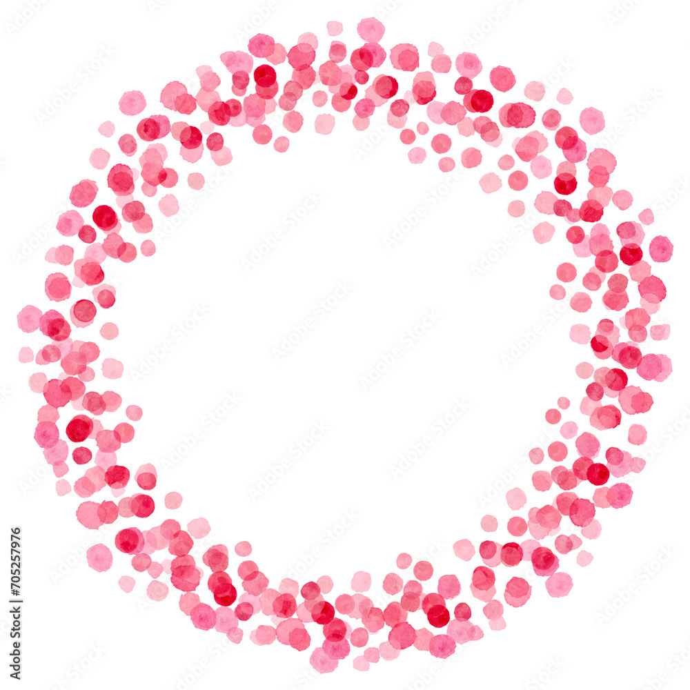 Watercolor frame with abstract various pink dots on a white background. For invitations, greeting, Valentines Day etc. Watercolor frame with abstract various pink dots on a white background. For invitations, greeting, Valentines Day etc.