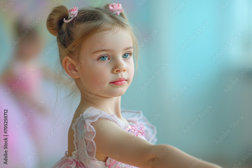 Little girl is learning ballet in ballet class Little girl is learning ballet in ballet class