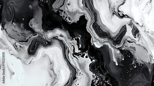 Organic marble textures with swirling inks in monochrome shades, luxurious feel photo