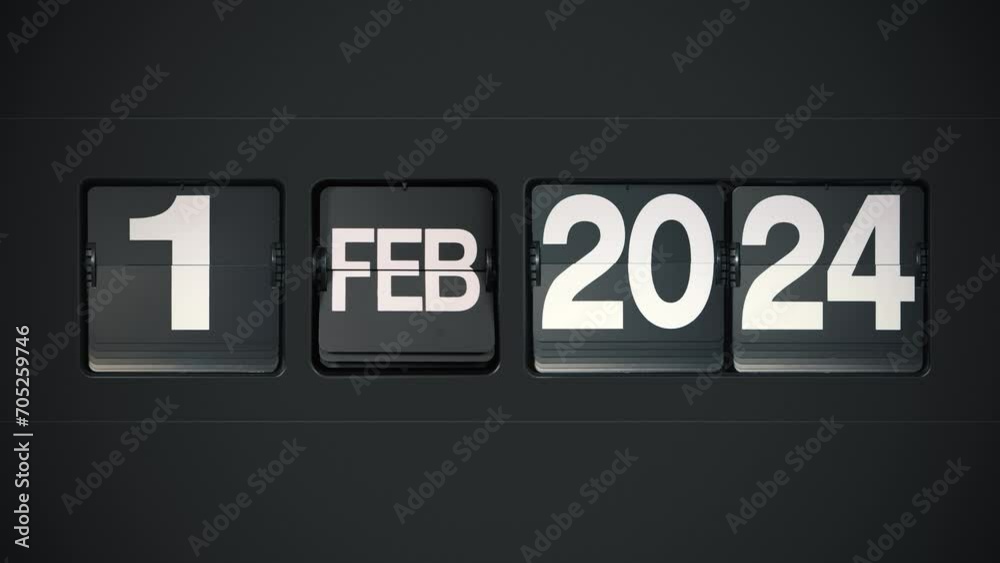 Retro Flip Calendar Full Year 2024. Showing every day of 2024 up