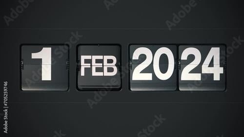 Retro Flip Calendar - Full Year 2024. Showing every day of 2024 up until January 1st 2025.