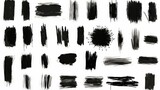 Abstract Black Paint Ink Brush Strokes and Grungy Design Elements AI Generated