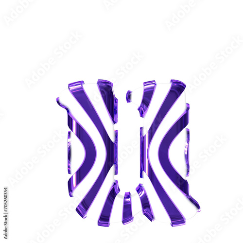 White symbol with dark purple thin straps. letter u