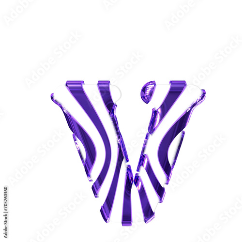White symbol with dark purple thin straps. letter v