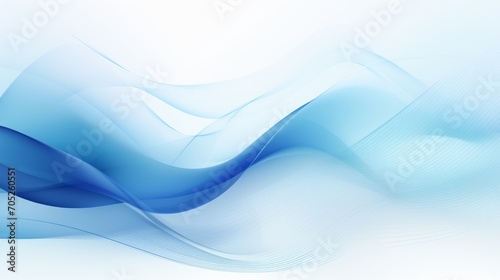 Blue Abstract Wave Background with White Background AI Generated