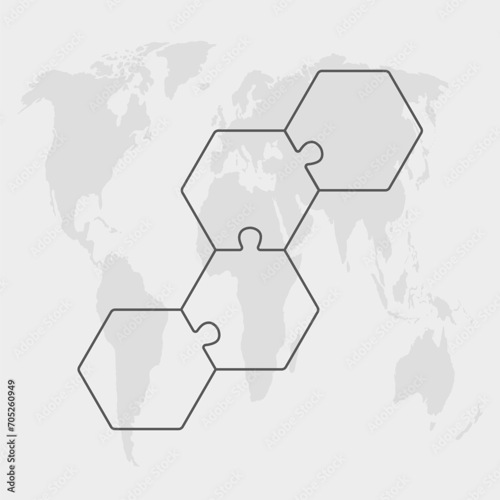 Diagram infographic for 4 steps, hexagon puzzle Diagram infographic for 4 steps, hexagon puzzle