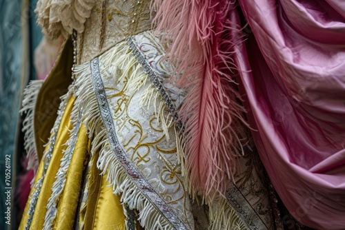 Closeup detail of colorful fabrics for sale in a shop window