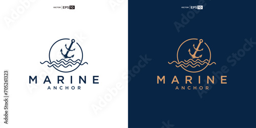 Anchor logo icon. Marine logo. Nautical emblem. Maritime symbol. Sailor sign. Vector illustration.