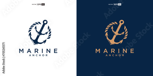 Anchor logo icon. Marine logo. Nautical emblem. Maritime symbol. Sailor sign. Vector illustration.
