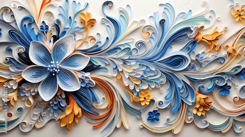 abstract floral background paper craft carved art