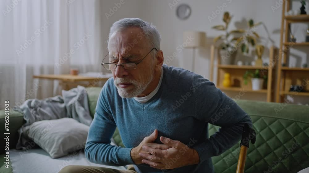 Grandfather suffering from heart attack and feel unwell alone at flat Grandfather suffering from heart attack and feel unwell alone at flat