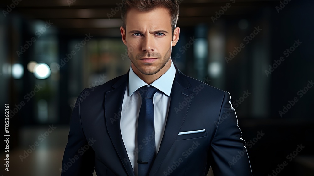 A close-up image of a businessman in a formal suit in his mid-thirties. A close-up image of a businessman in a formal suit in his mid-thirties.