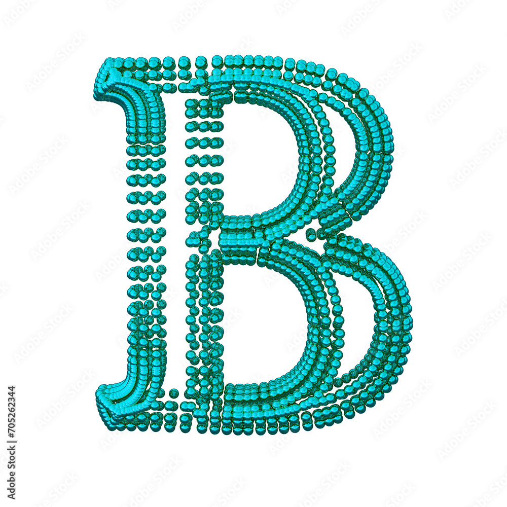 Symbol of small turquoise spheres. letter b Symbol of small turquoise spheres. letter b