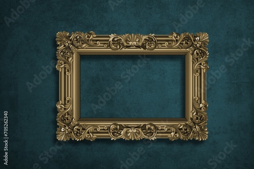 Vintage bronze metal luxury frame on a wall