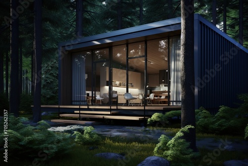 Modern Glass Cabin In The Woods