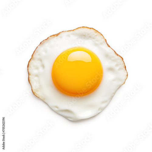 fried egg on white background