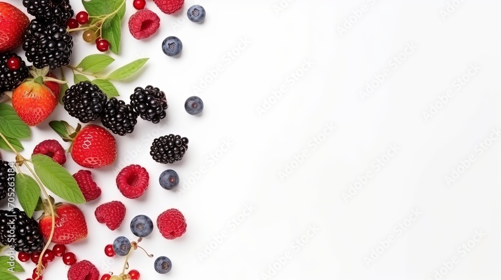A flat lay composition filled with berries and plenty of room for text. A flat lay composition filled with berries and plenty of room for text.