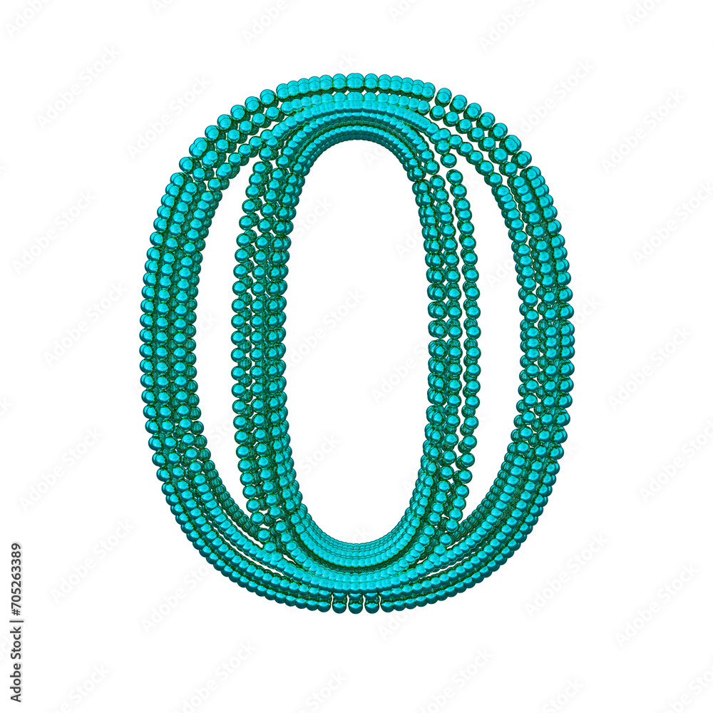 Symbol of small turquoise spheres. number 0 Symbol of small turquoise spheres. number 0