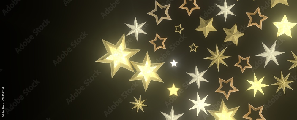 golden stars - 3d golden stars - 3d