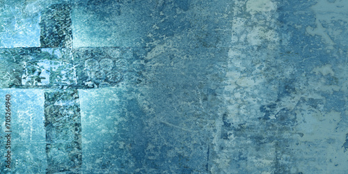 blue grunge background with textural cross, suitable backdrop for worship lyrics, scripture... photo