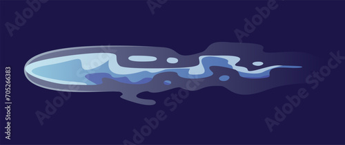 Alien weapon laser beam. Plasmic liquid shot from space blaster or energy phaser. Vfx gun effect. Lightning or ray for attack. Game design. Cartoon flat vector illustration isolated on dark background