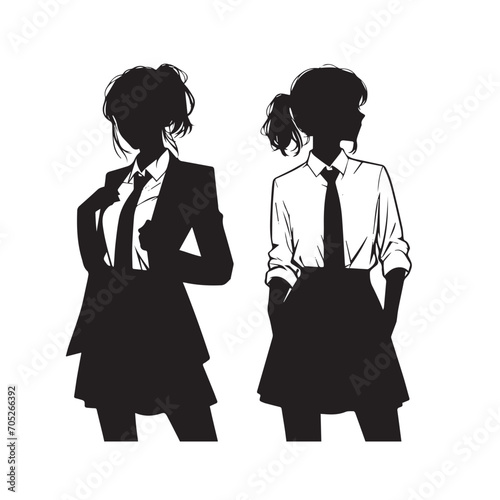 schoolgirl girl's silhouette. illustration of girl silhouette. silhouette of a person