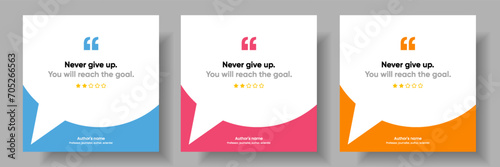 3D bubble testimonial banner, quote, infographic. Social media post template designs for quotes. Empty speech bubbles, quote bubbles and text box. Vector Illustration EPS10.