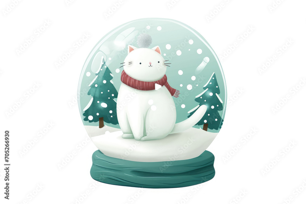 snowglobe with cartoon cat inside