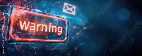 Warning sign, ransomware cyber security email phishing internet technology