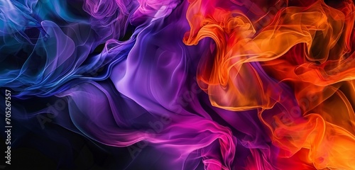 Vibrant color gradient on black background, abstract purple orange blue black banner