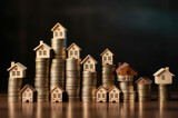 Mini house on stack of coins. Concept of property investment, income , tax, and passive income, Generative Ai