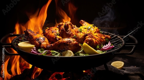 flaming hot and spicy chicken tikka photo