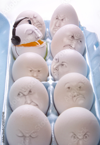 Annoying Egg Singing in a Carton photo