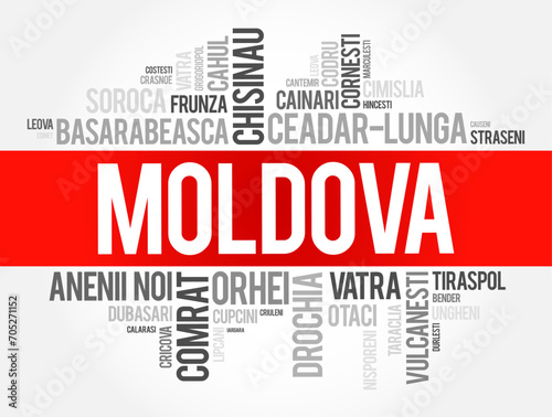 List of cities in Moldova word cloud collage, education and travel concept background photo